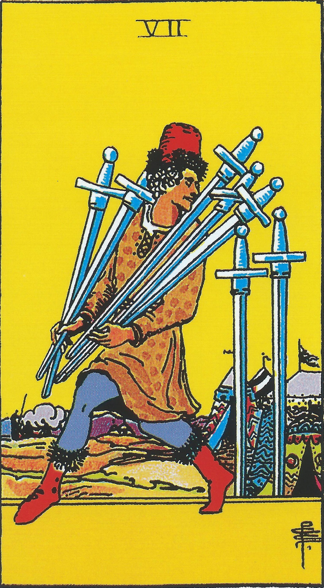 【Seven of Swords 寶劍七】塔羅牌正位、逆位詳解,愛情/工作/財運分析|塔牌教學|E大大 – E大大的奇幻塔羅牌